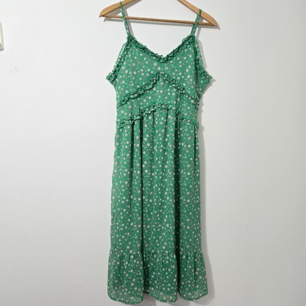 No Boundaries Juniors Y2K Babydoll Dress Size L Floral Ruffle Cottagecore Fairy